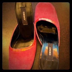 Pink Suede DKNY Slides